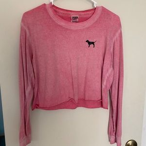 PINK crop long sleeve pink with black dog